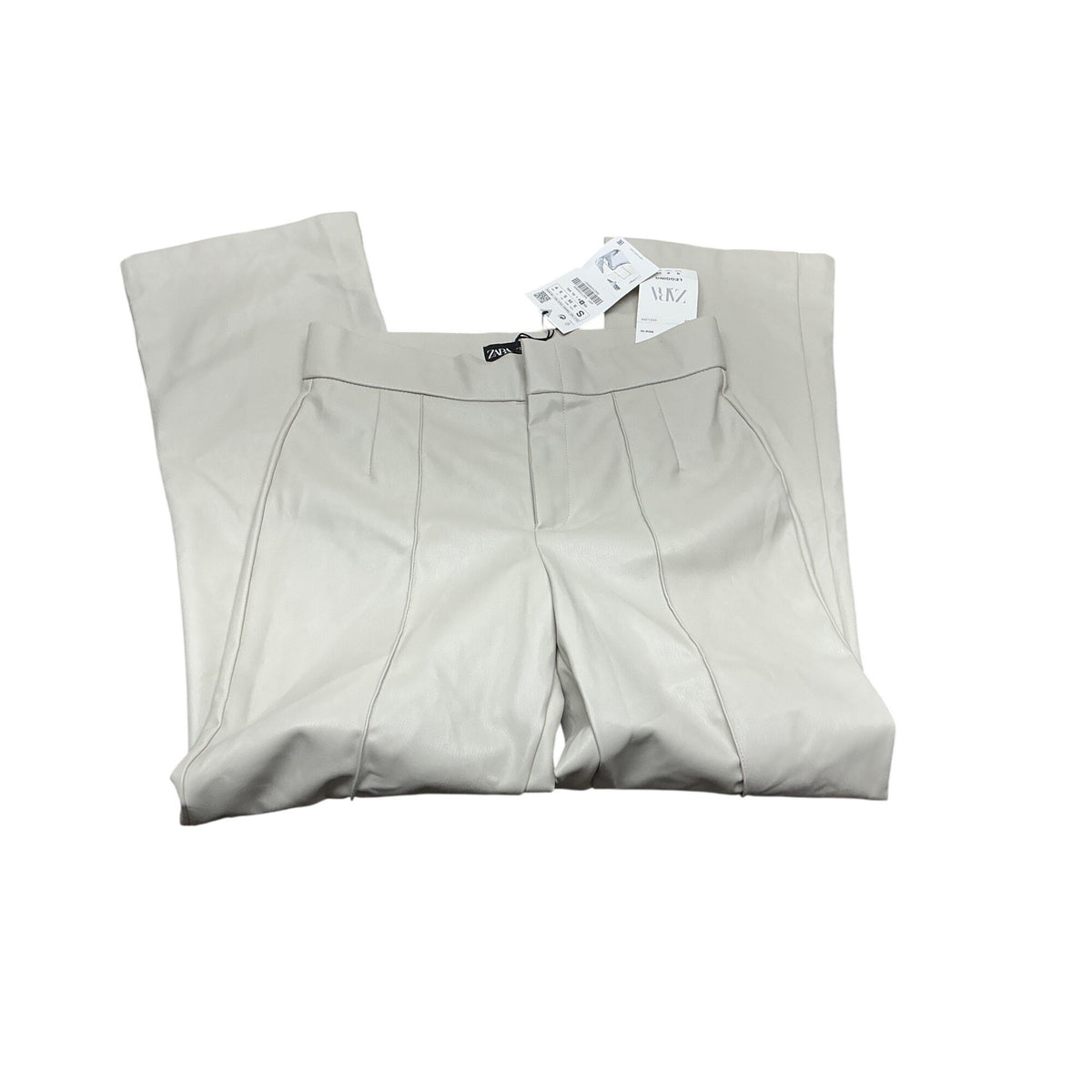 Zara Women’s Faux Leather High Waisted Pants Beige  NWT Size S