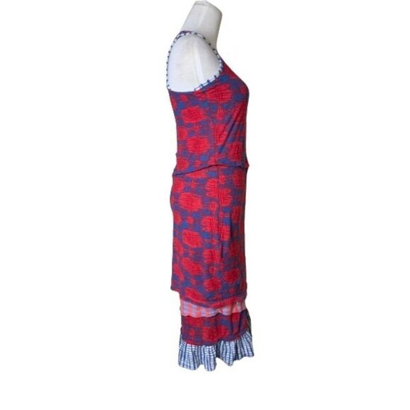 Marc Jacobs Red & Navy Floral Lace Sheath Dress | Sleeveless | XS