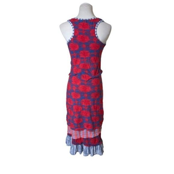 Marc Jacobs Red & Navy Floral Lace Sheath Dress | Sleeveless | XS