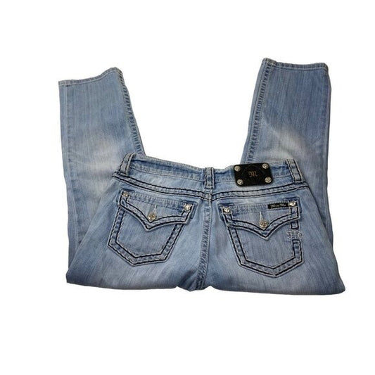 Miss Me Boyfriend Capri Jeans Sz 27 Light Wash Distressed Y2K