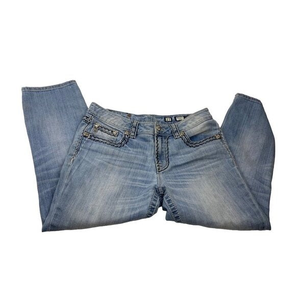 Miss Me Boyfriend Capri Jeans Sz 27 Light Wash Distressed Y2K