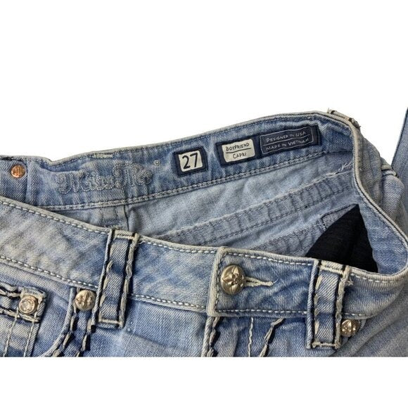 Miss Me Boyfriend Capri Jeans Sz 27 Light Wash Distressed Y2K