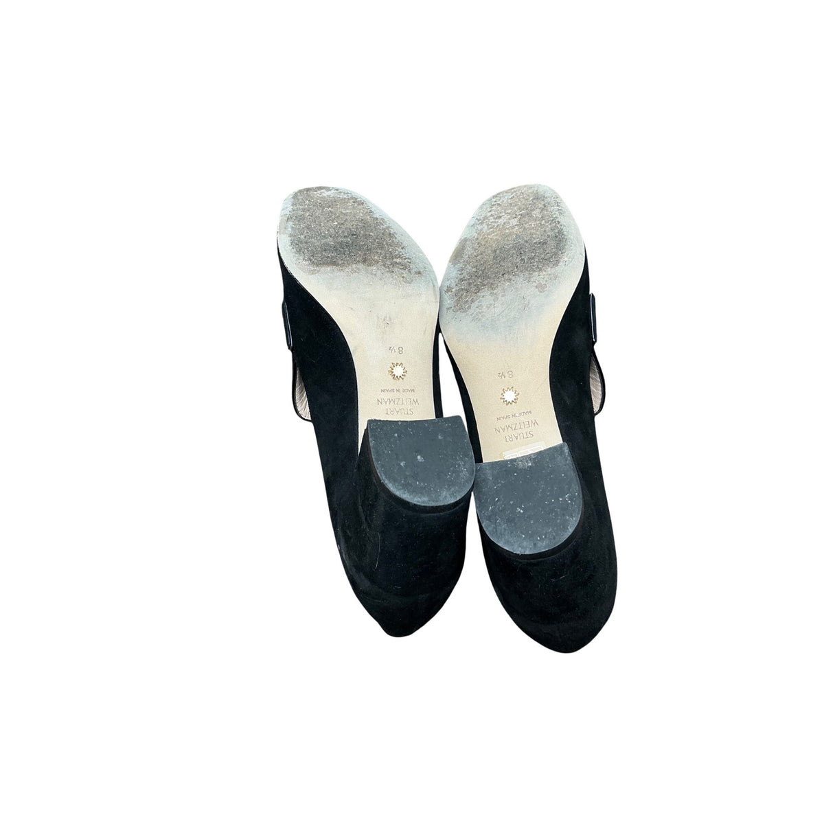 Stuart Weitzman Women’s Black Suede Loafers Gold Detail Flats Size 8.5