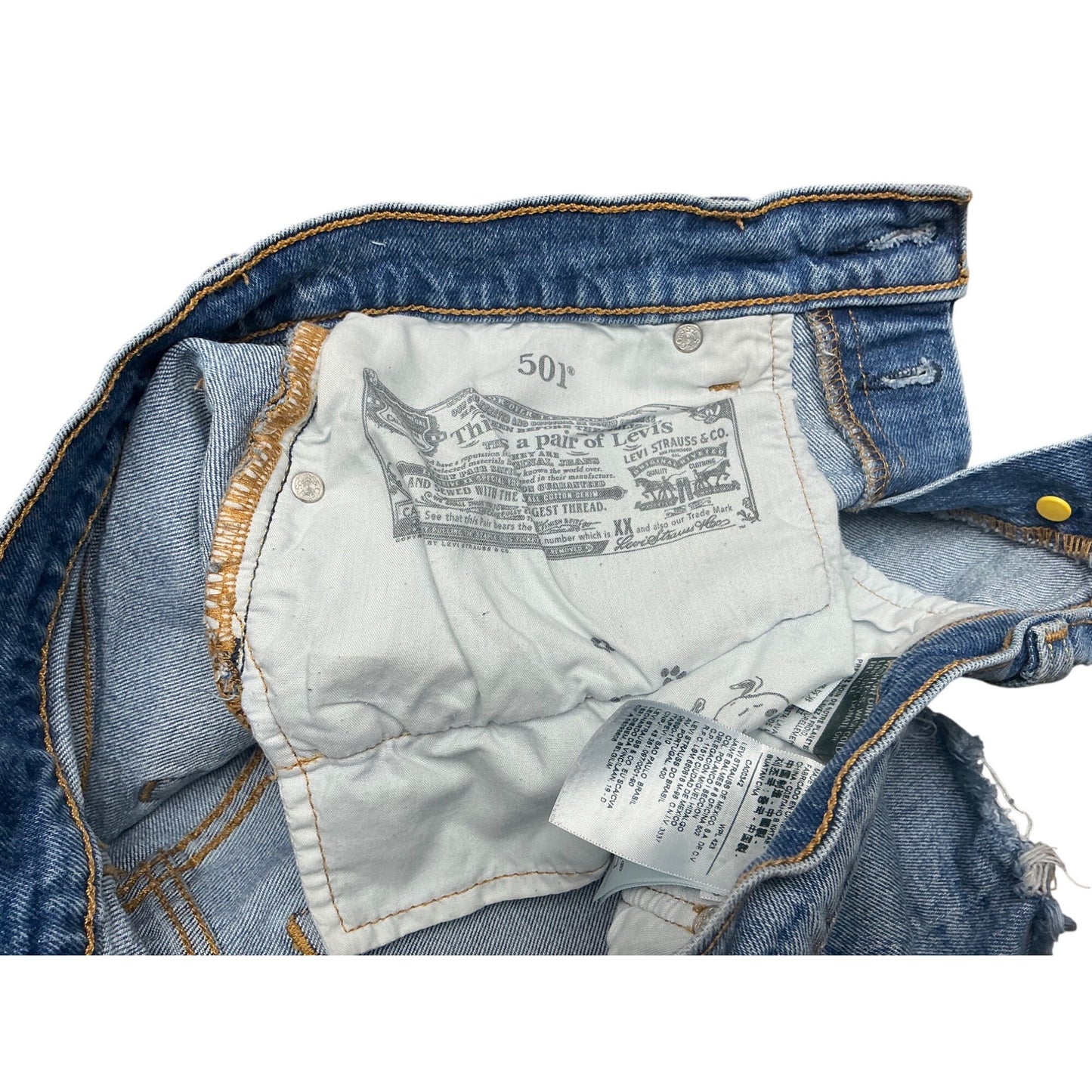 Levi’s 501 Denim Cutoff Shorts Distressed High Rise Festival Boho Size 25