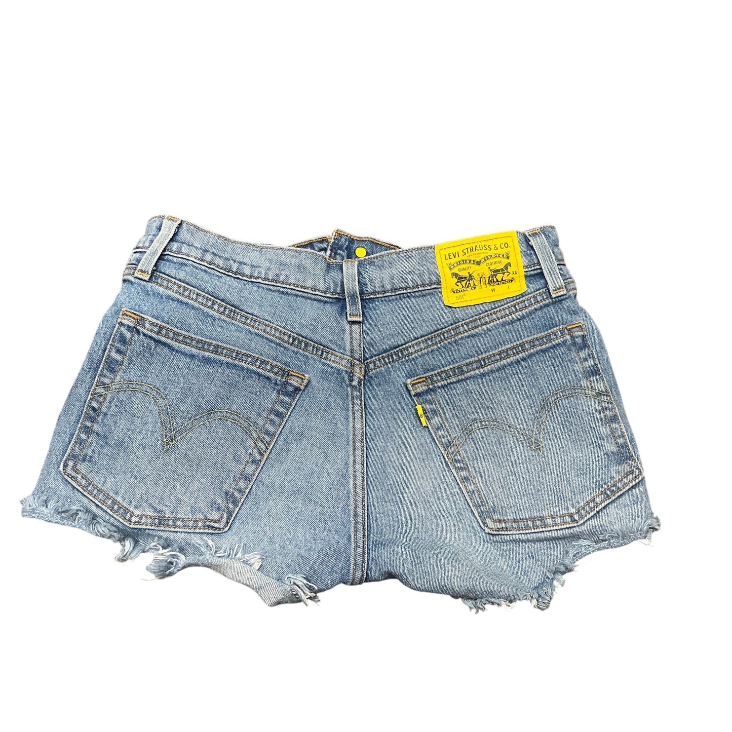 Levi’s 501 Denim Cutoff Shorts Distressed High Rise Festival Boho Size 25