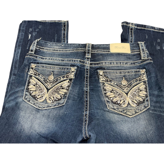 Miss Me Wing Embroidered Bootcut Jeans Size 30