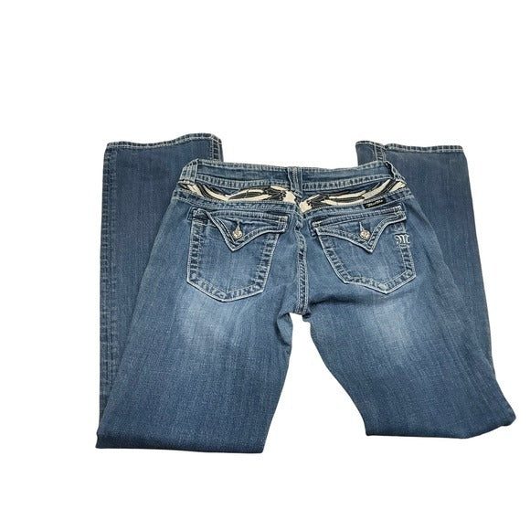 Miss Me Jeans Embellished Pockets Low Rise Boot Cut Denim Womens Size 30
