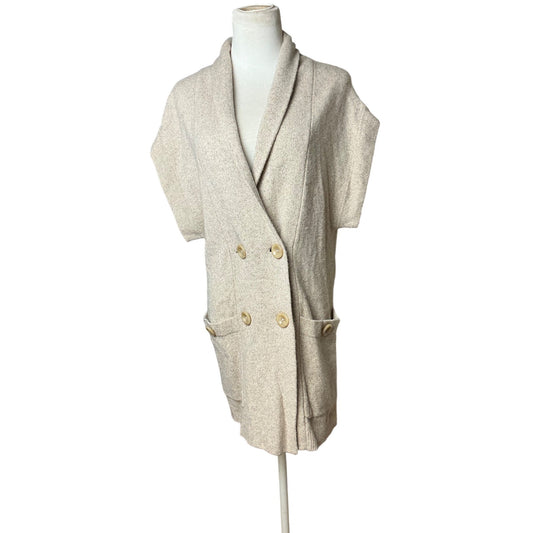 Cynthia Steffe Wool Blend Long Sweater Vest Dress Oatmeal Double Breasted Size XS