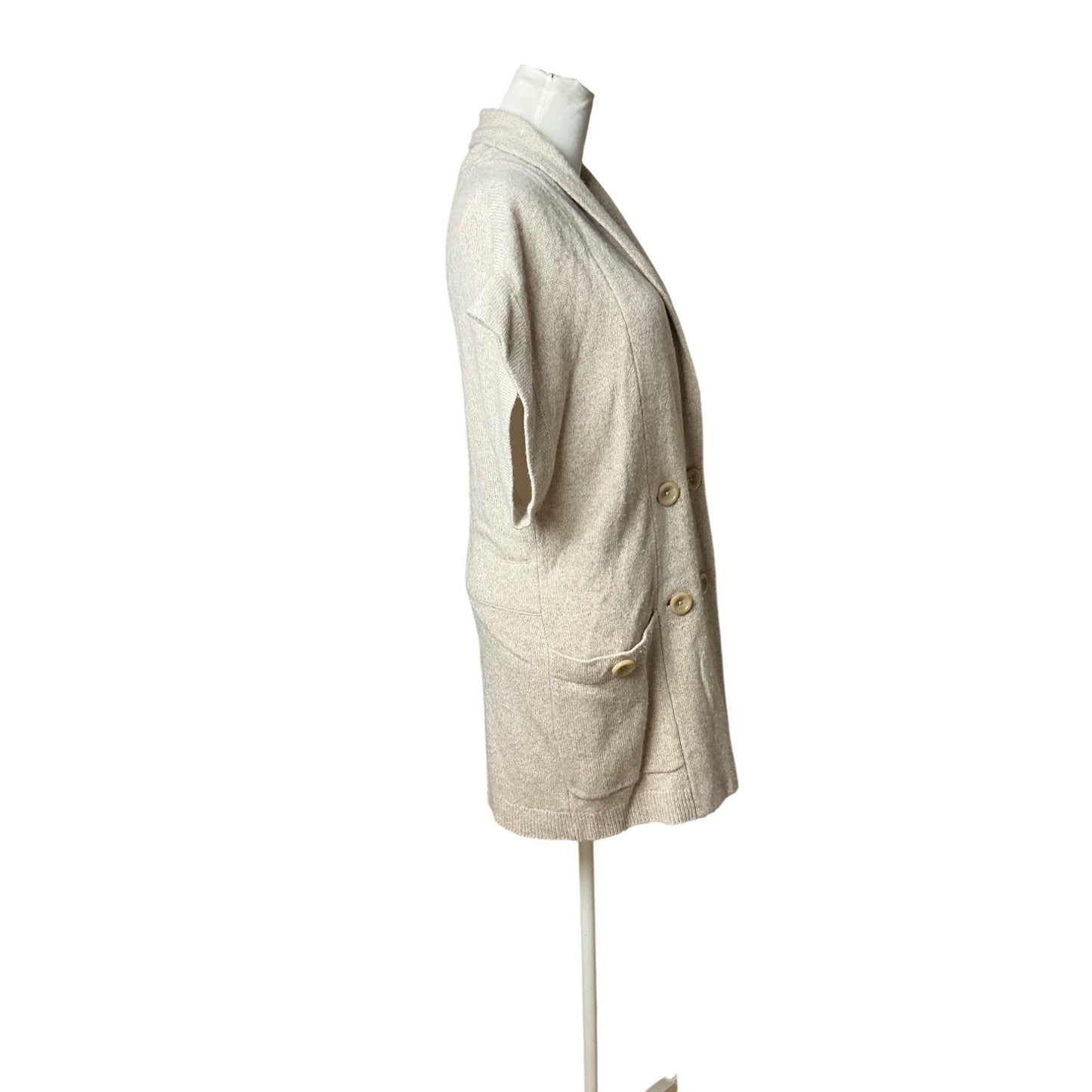 Cynthia Steffe Wool Blend Long Sweater Vest Dress Oatmeal Double Breasted Size XS