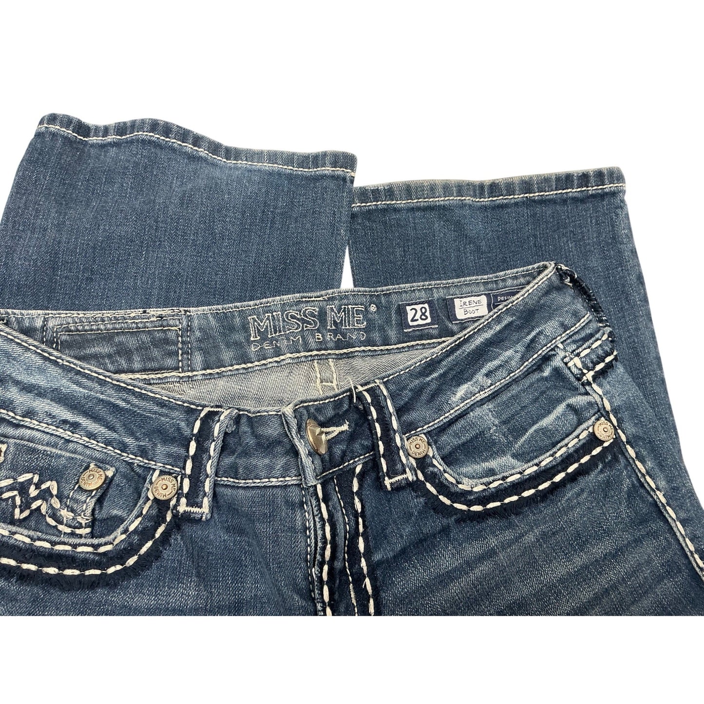 Miss Me Flap Pocket Bootcut Jeans Contrast Stitch Women’s Size 28