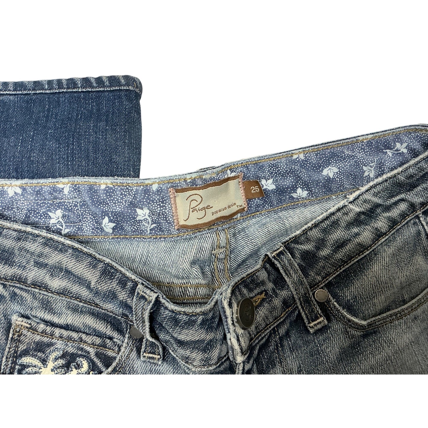 Paige Bootcut Jeans Embroidered Pocket Benedict Canyon Women’s Size 25