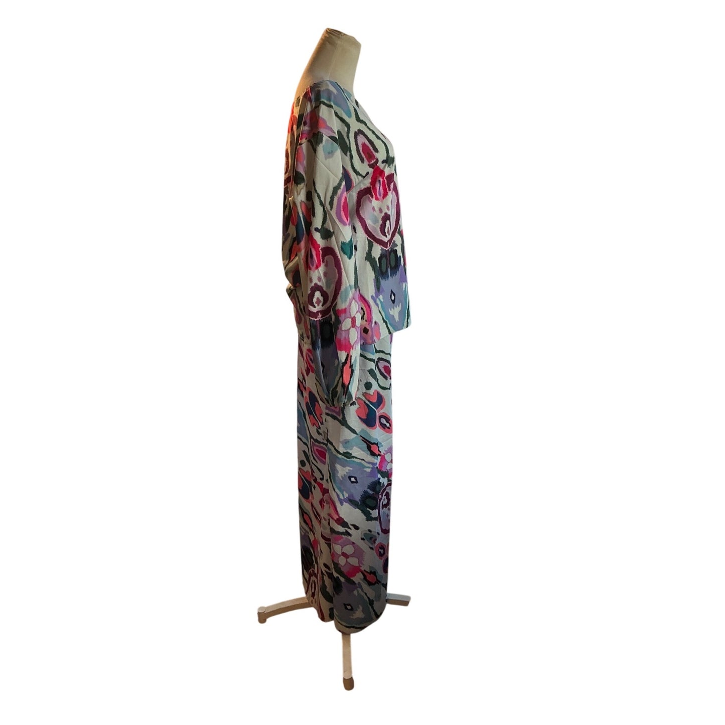SHEIN Boho Abstract Print Maxi Dress Long Sleeve Resort Vacation Dress Size S NWOT