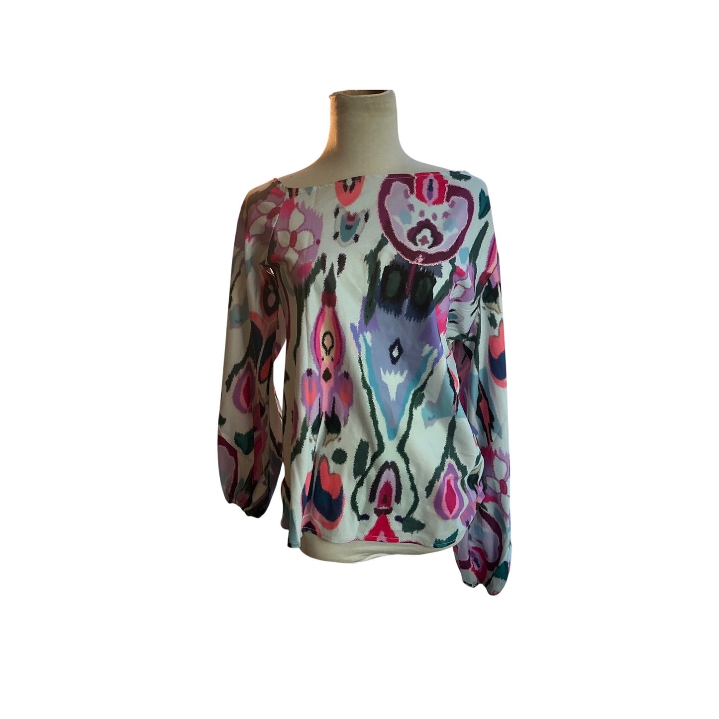 SHEIN Boho Abstract Print Maxi Dress Long Sleeve Resort Vacation Dress Size S NWOT