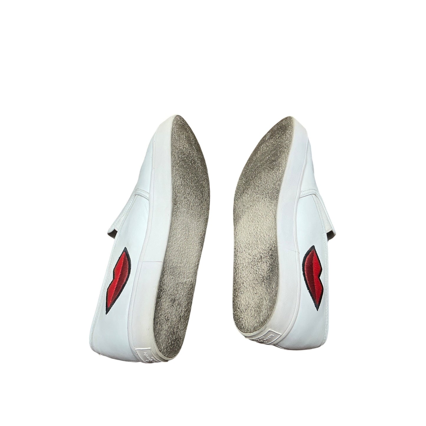 Kate Spade White Leather Slip-On Sneakers Embellished Flats  Sz 9M