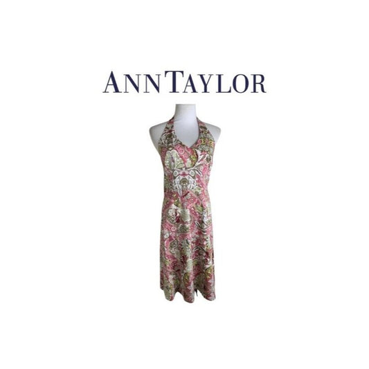 Ann Taylor Pink Paisley Halter Dress – Size 4
