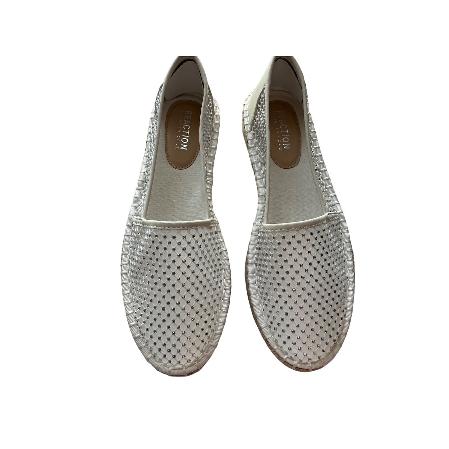 Kenneth Cole Reaction White Rhinestone Mesh Slip-On Sneakers Women’s Size 9.5 NIB