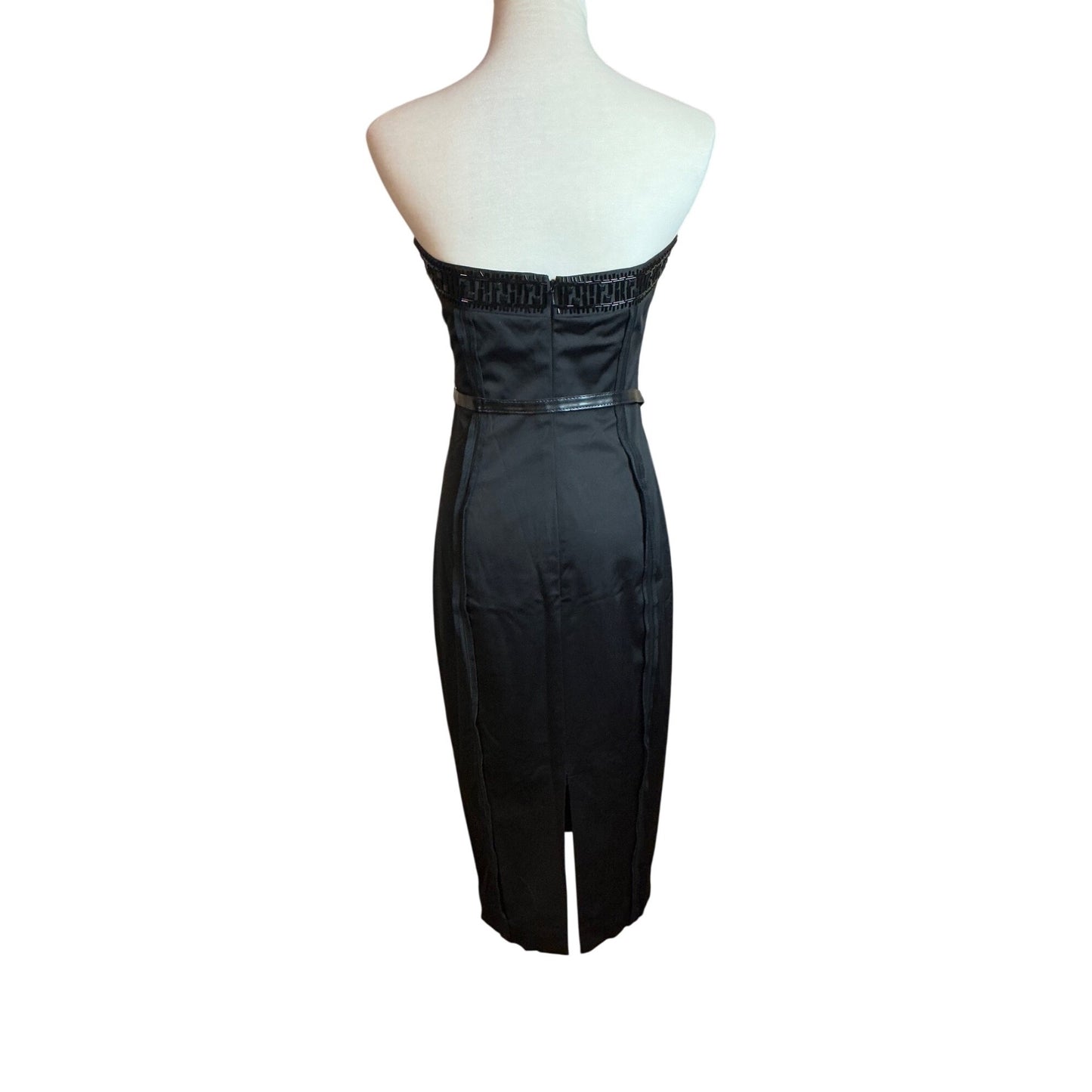 Marciano Black Strapless Midi Dress Belted Bodycon Cocktail Dress Size 4