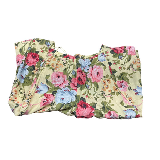 Vitaadini Sport Floral Wide Leg Pants Cottagecore Pull On Palazzo Pants SZ M