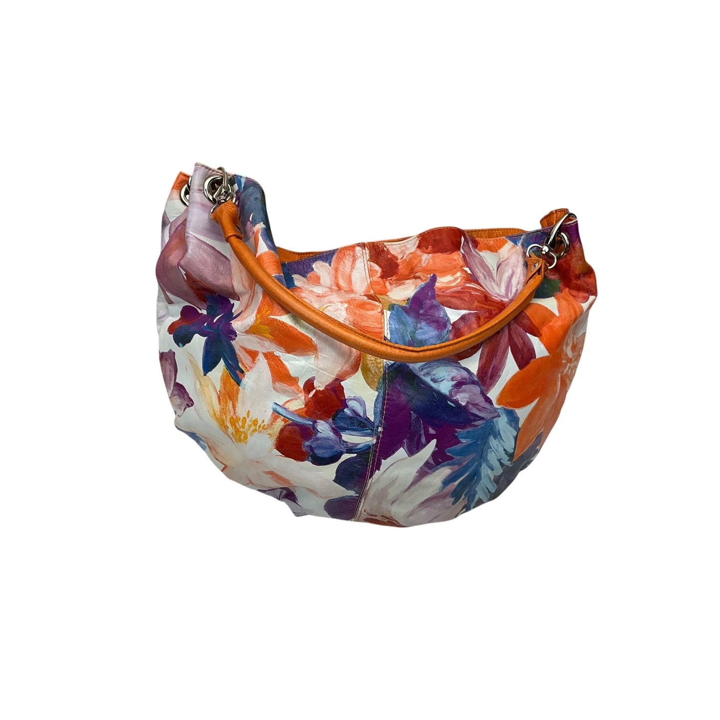 Maurizio Taiuti Floral Print Leather Trim Shoulder Bag Made in Italy Colorful