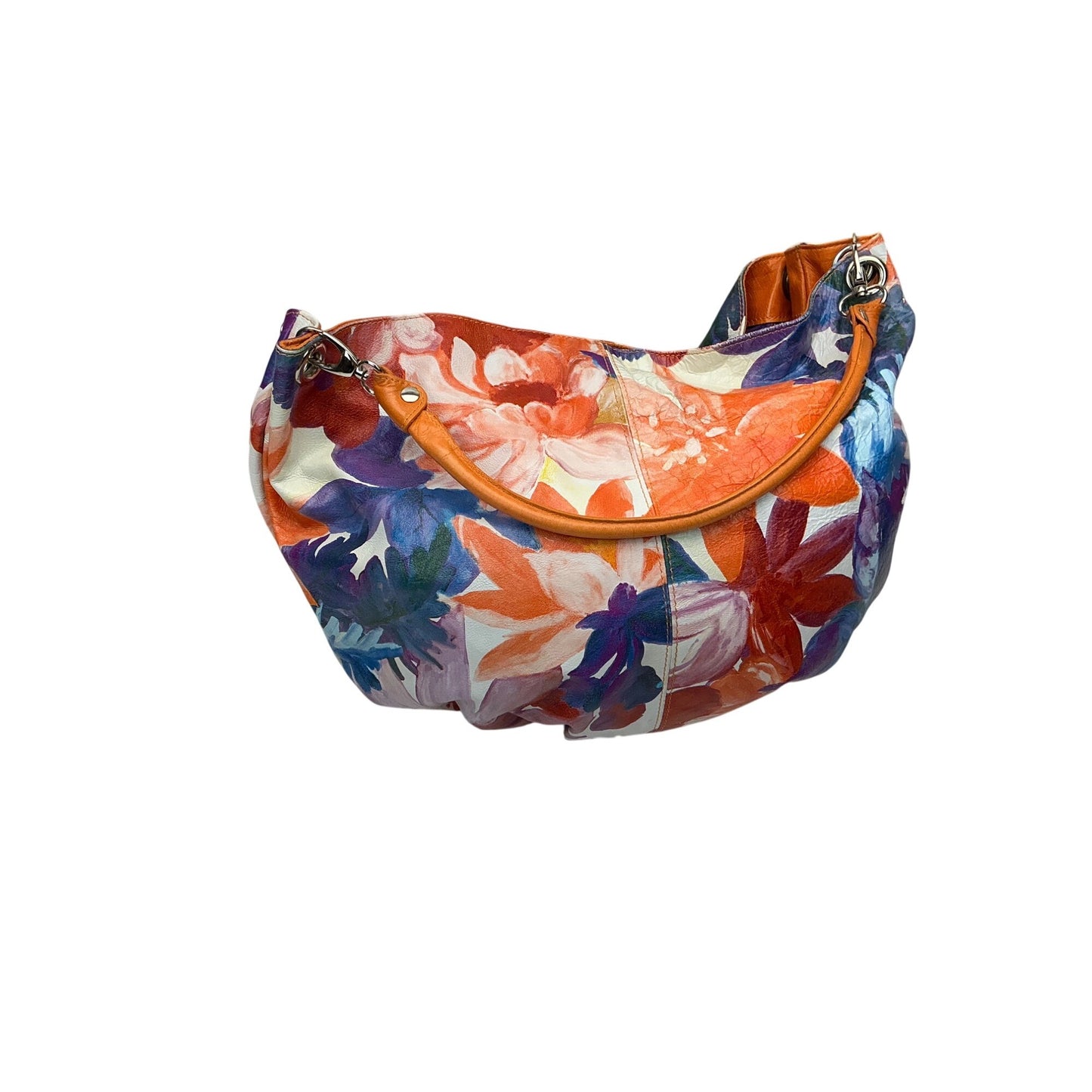 Maurizio Taiuti Floral Print Leather Trim Shoulder Bag Made in Italy Colorful