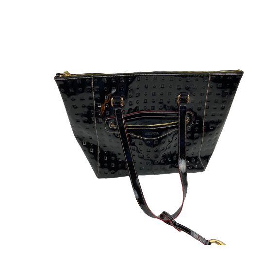Arcadia Italy Dark Gray Leather Tote Bag Structured Shoulder Handbag Textured Designer
