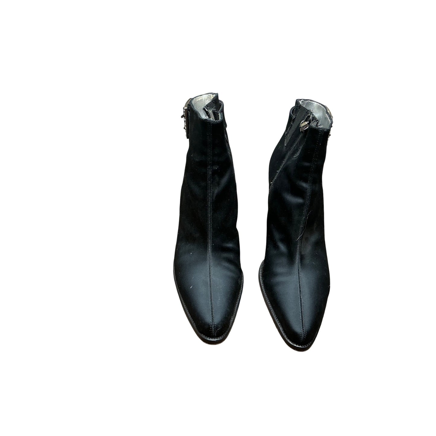 Donald Pliner Black Leather Ankle Booties Pointed Toe Buckle Heel Chic 6.5M