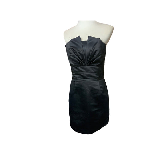 White House Black Market Strapless Pleated Cocktail Dress Black Sz 2