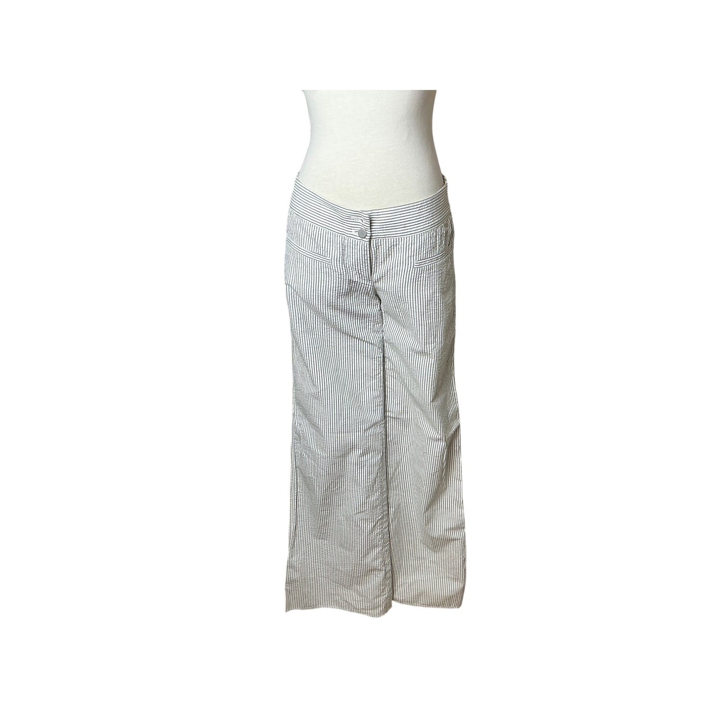 Cynthia Steffe Striped Wide Leg Trouser Pants Nautical Coastal Chic Sz 2