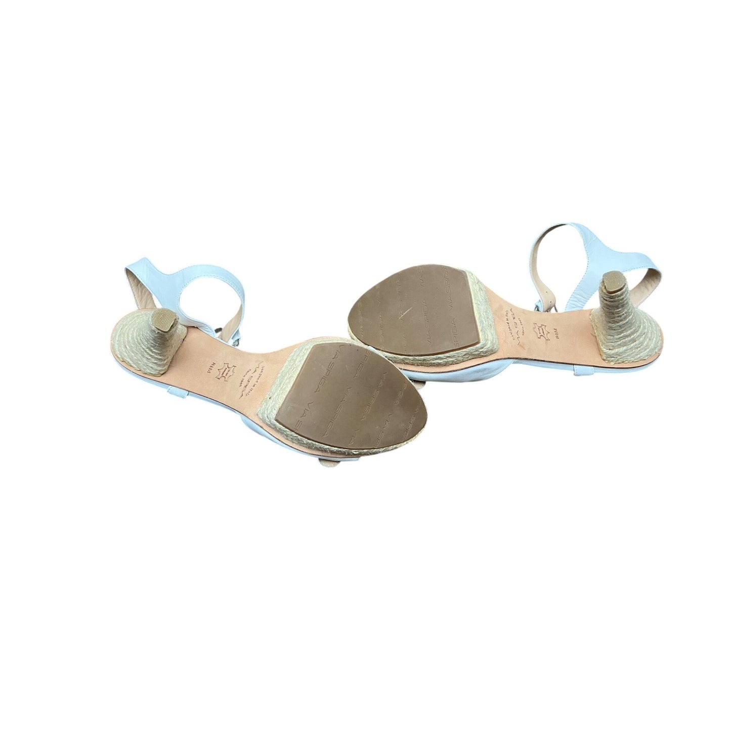 VIa Spiga White Leather Ankle Strap Heels Minimalist Buckle Sandals Summer Dress Shoes Size 8.5
