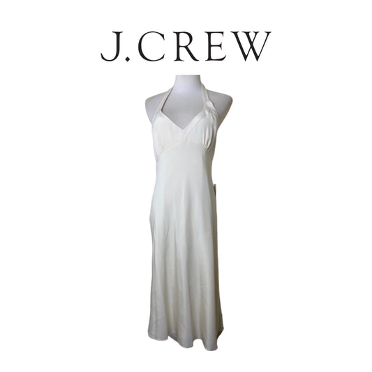 NWT J Crew Ivory Silk Blend Halter Maxi Dress Tie Back Sz10