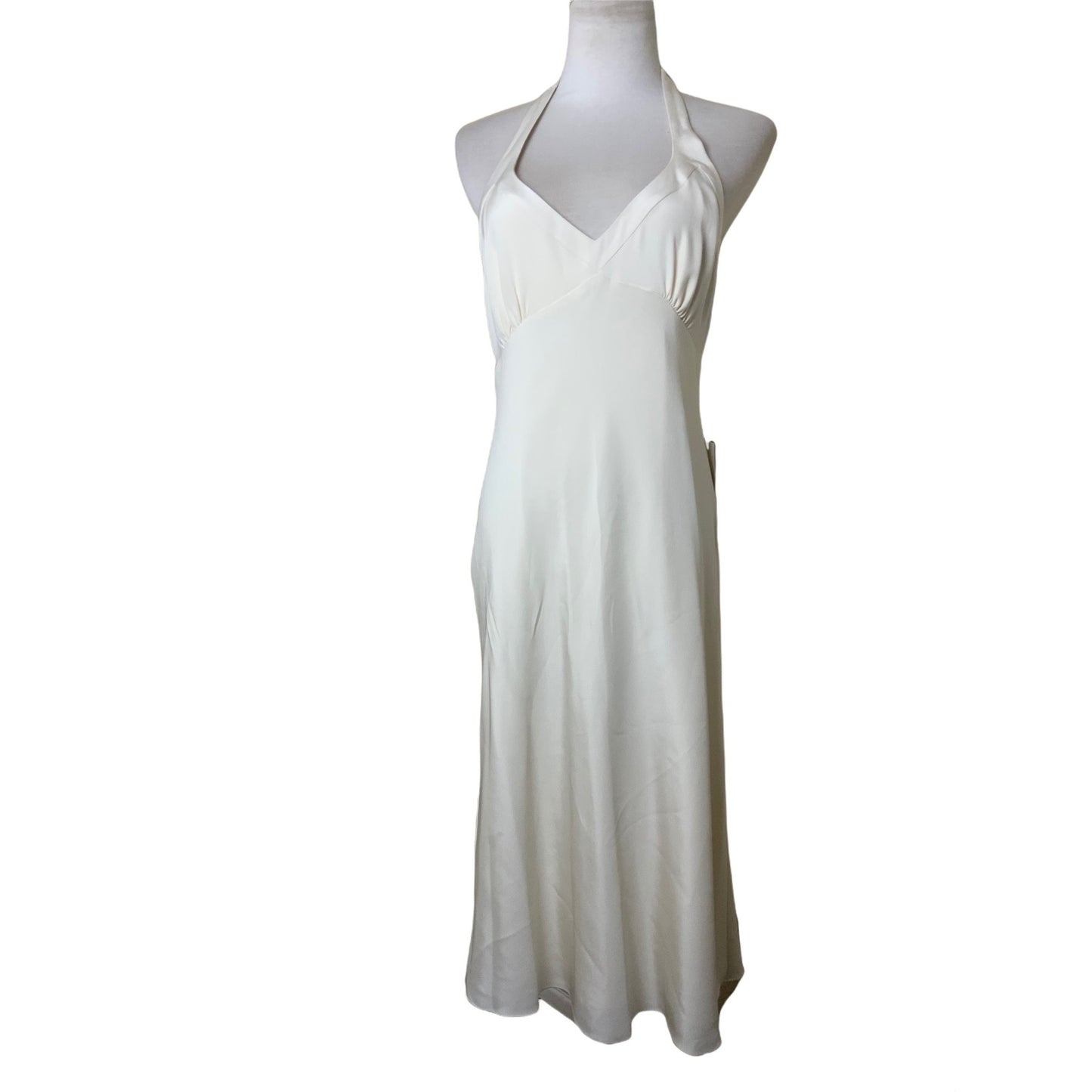 NWT J Crew Ivory Silk Blend Halter Maxi Dress Tie Back Sz10