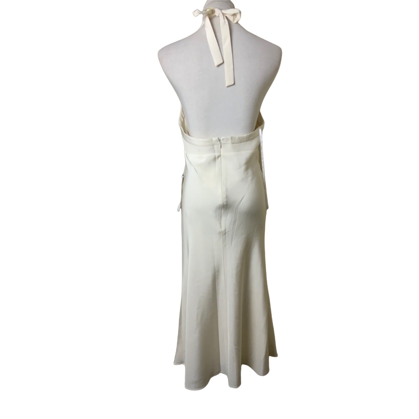 NWT J Crew Ivory Silk Blend Halter Maxi Dress Tie Back Sz10