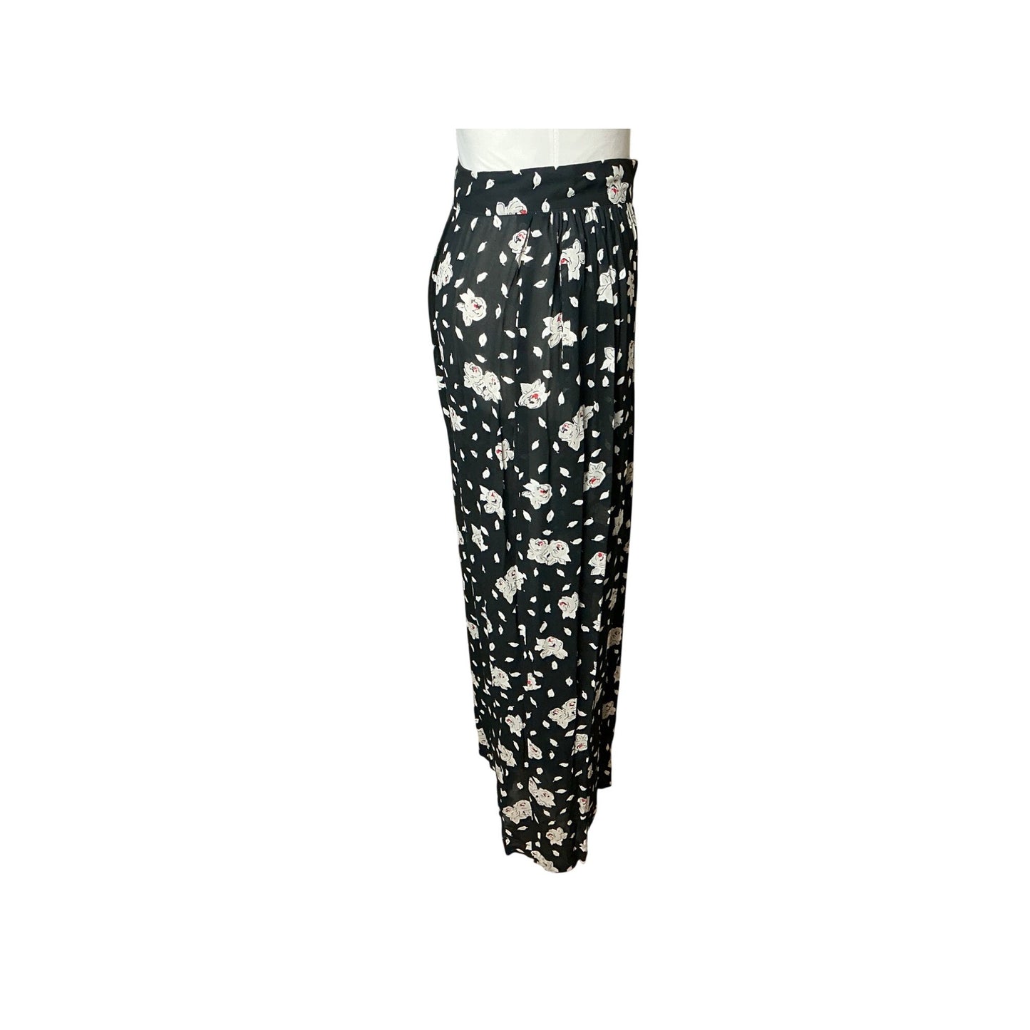 Sonia Rykiel Paris Floral Silk Pants Designer Wide Leg Trousers Made France Size 36