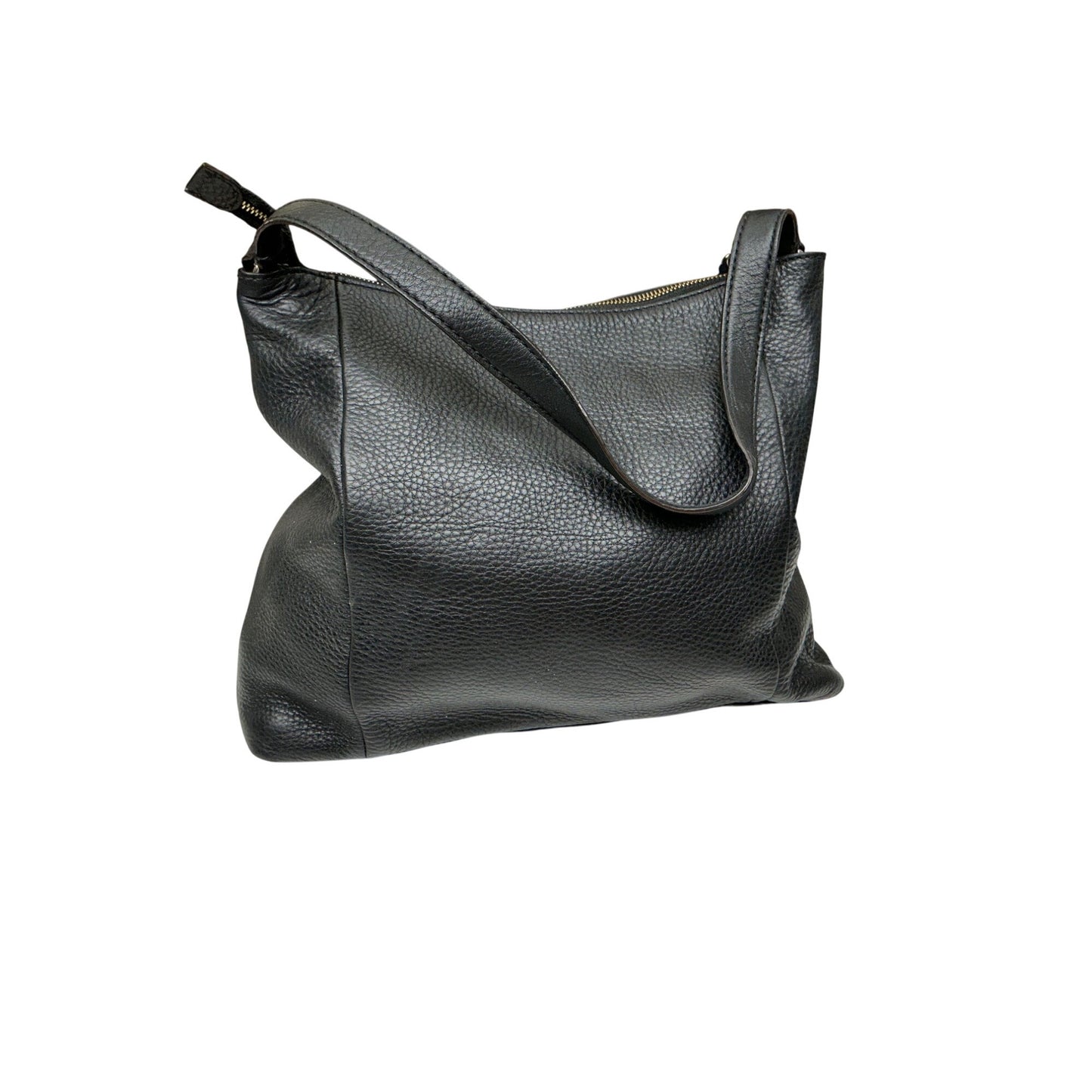Kate Spade New York Black Pebbled Leather Shoulder Bag Hobo Zip Top Gold Hardware