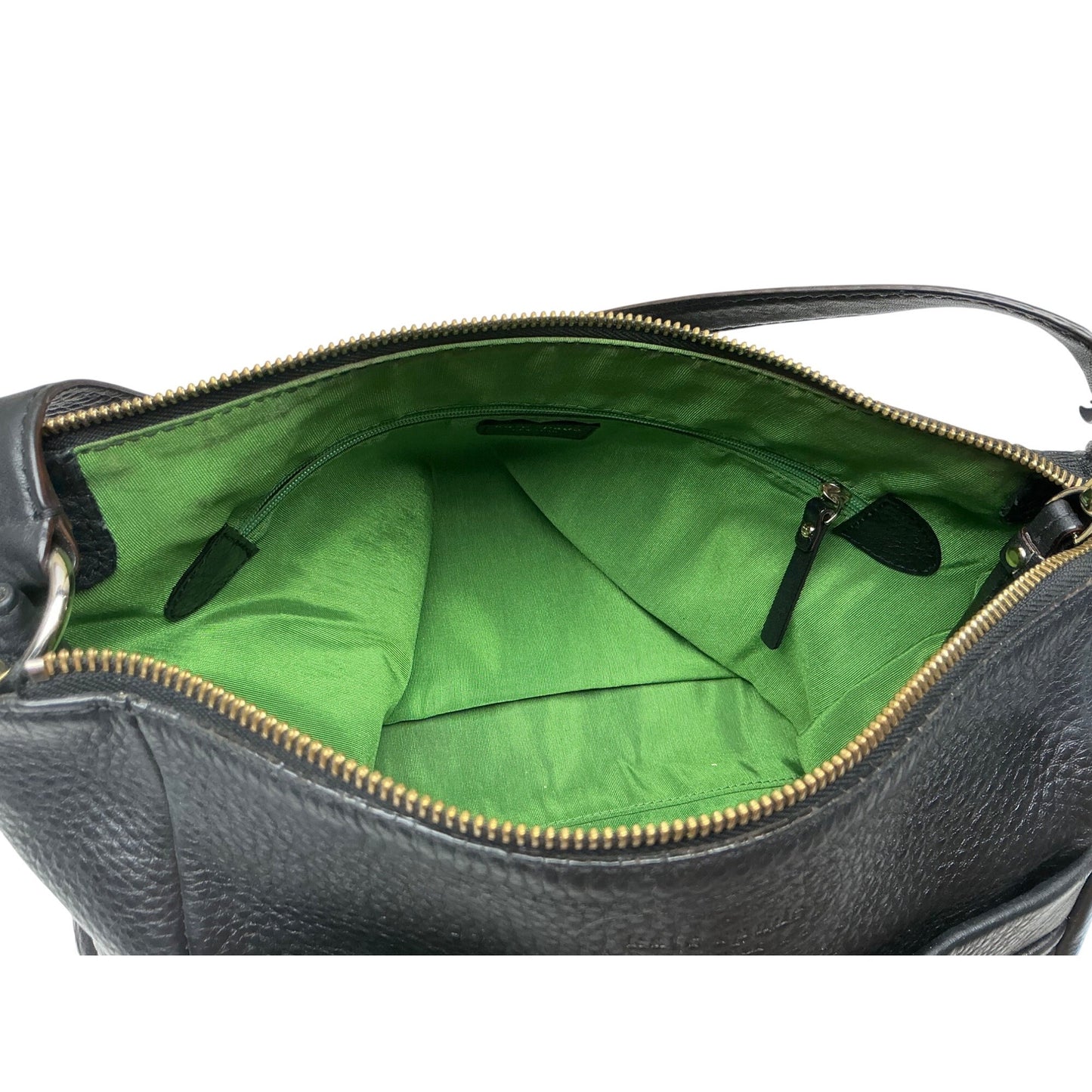 Kate Spade New York Black Pebbled Leather Shoulder Bag Hobo Zip Top Gold Hardware