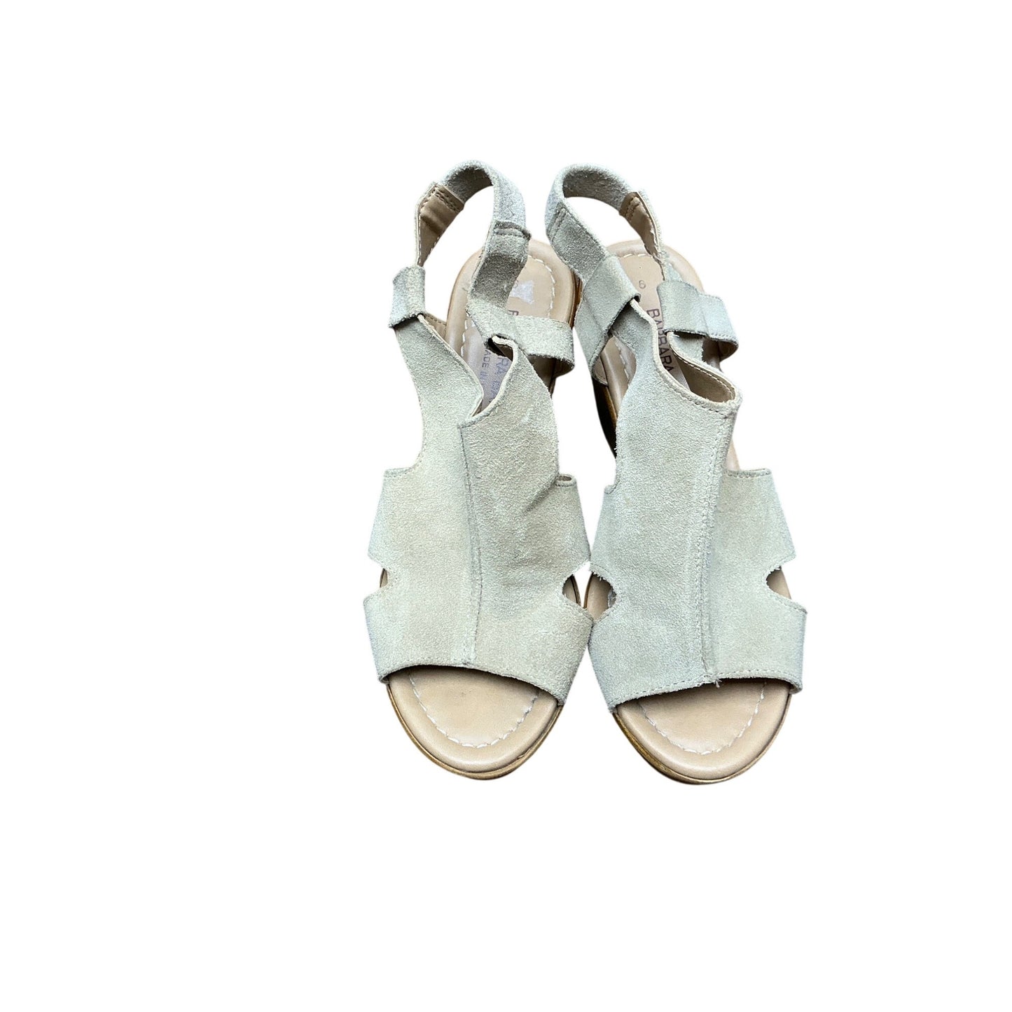 Barbara Barbieri Beige Suede Wedge Sandals Cutout Slingback wedge  Heels Sz 6