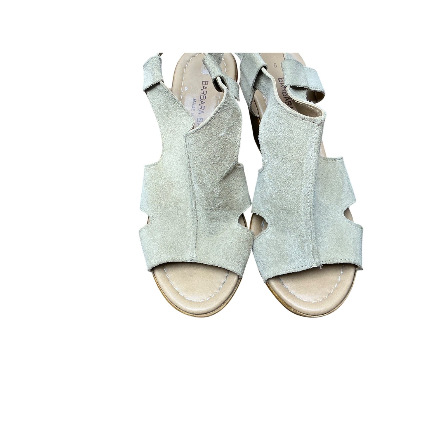 Barbara Barbieri Beige Suede Wedge Sandals Cutout Slingback wedge  Heels Sz 6