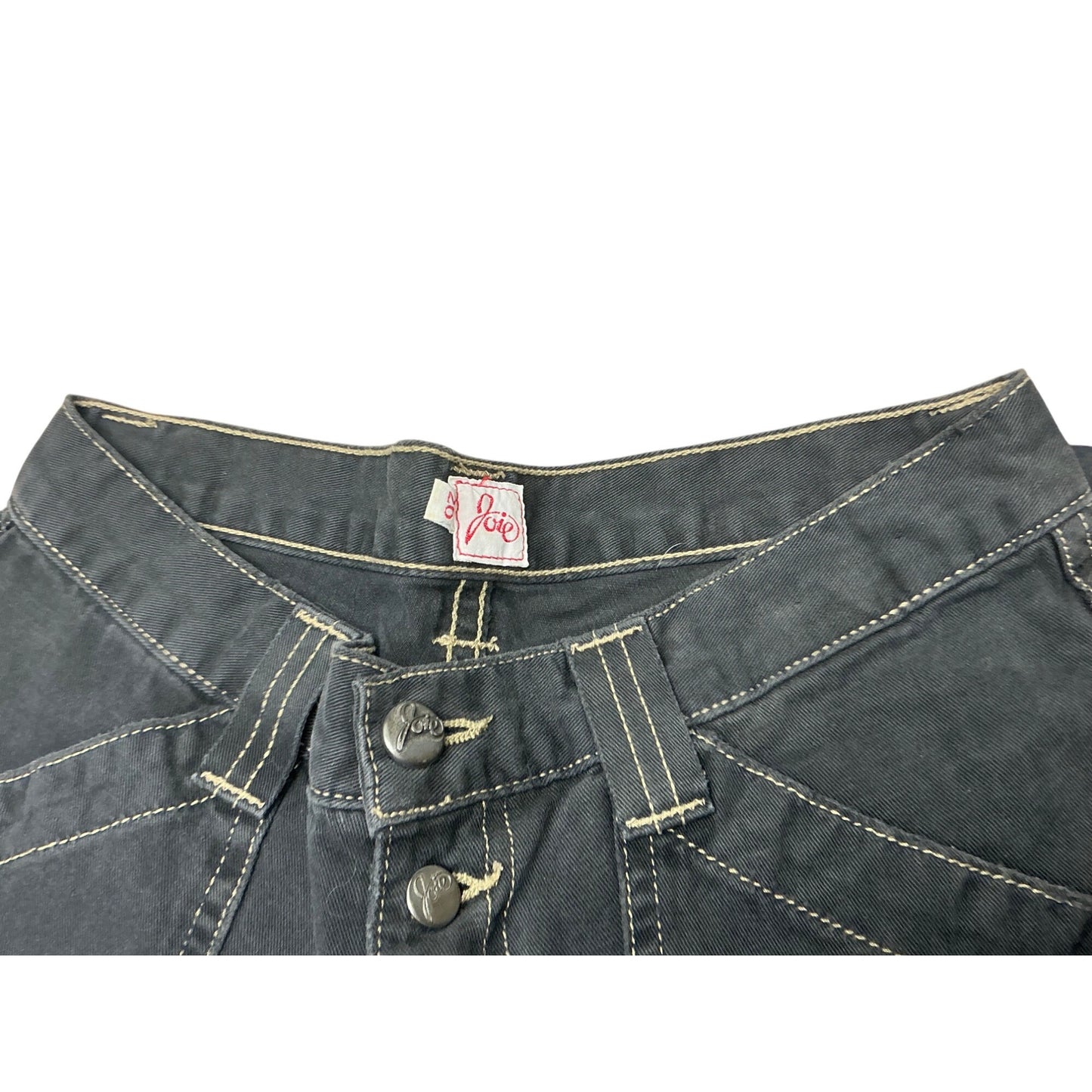 Joie Black Utility Straight Leg Jeans Contrast Stitch Cargo Pocket Women’s Size 26