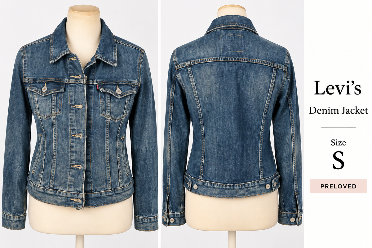 Levi's preloved denim jacket size S front and back