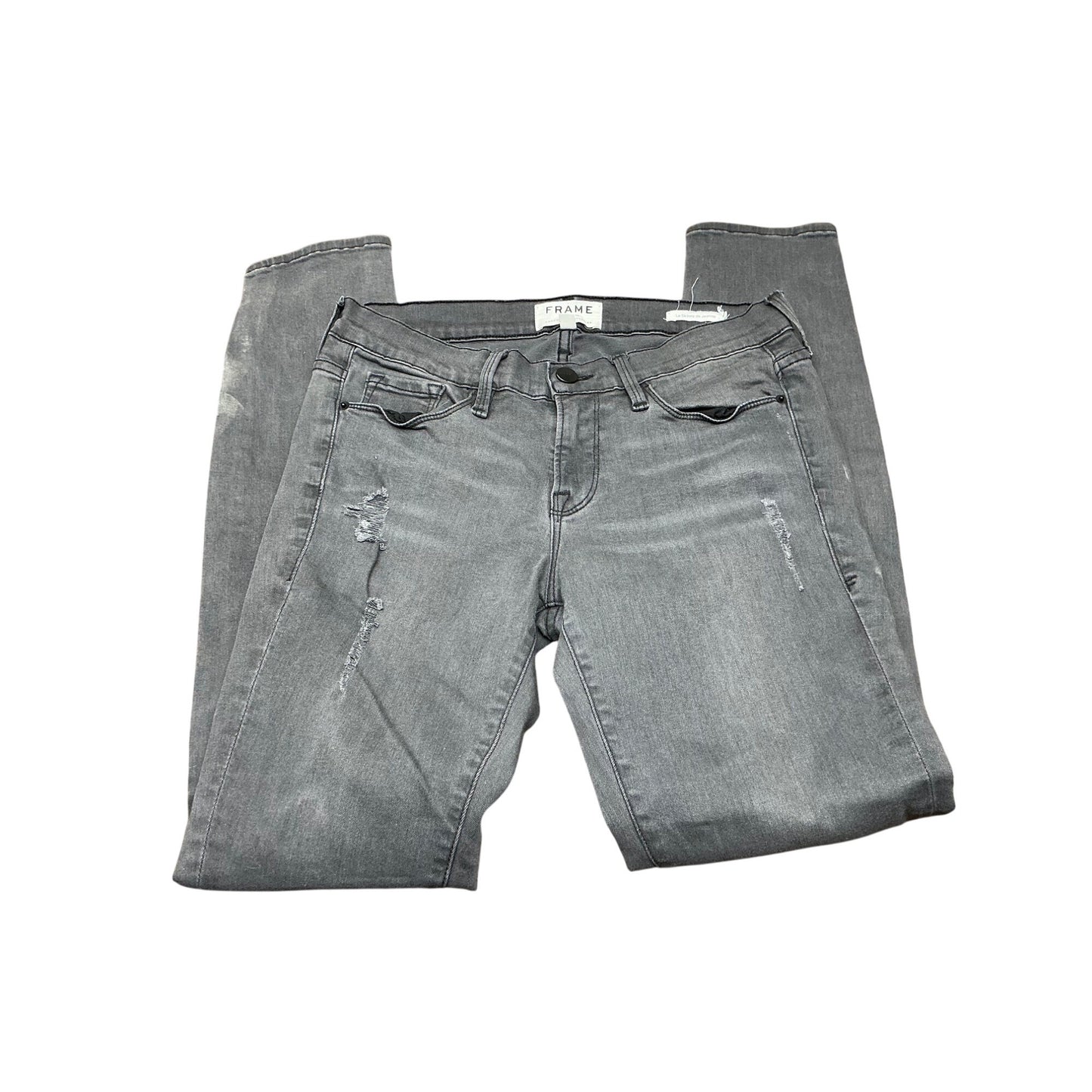 Frame Le Skinny de Jeanne Distressed Gray Skinny Jeans Size 28