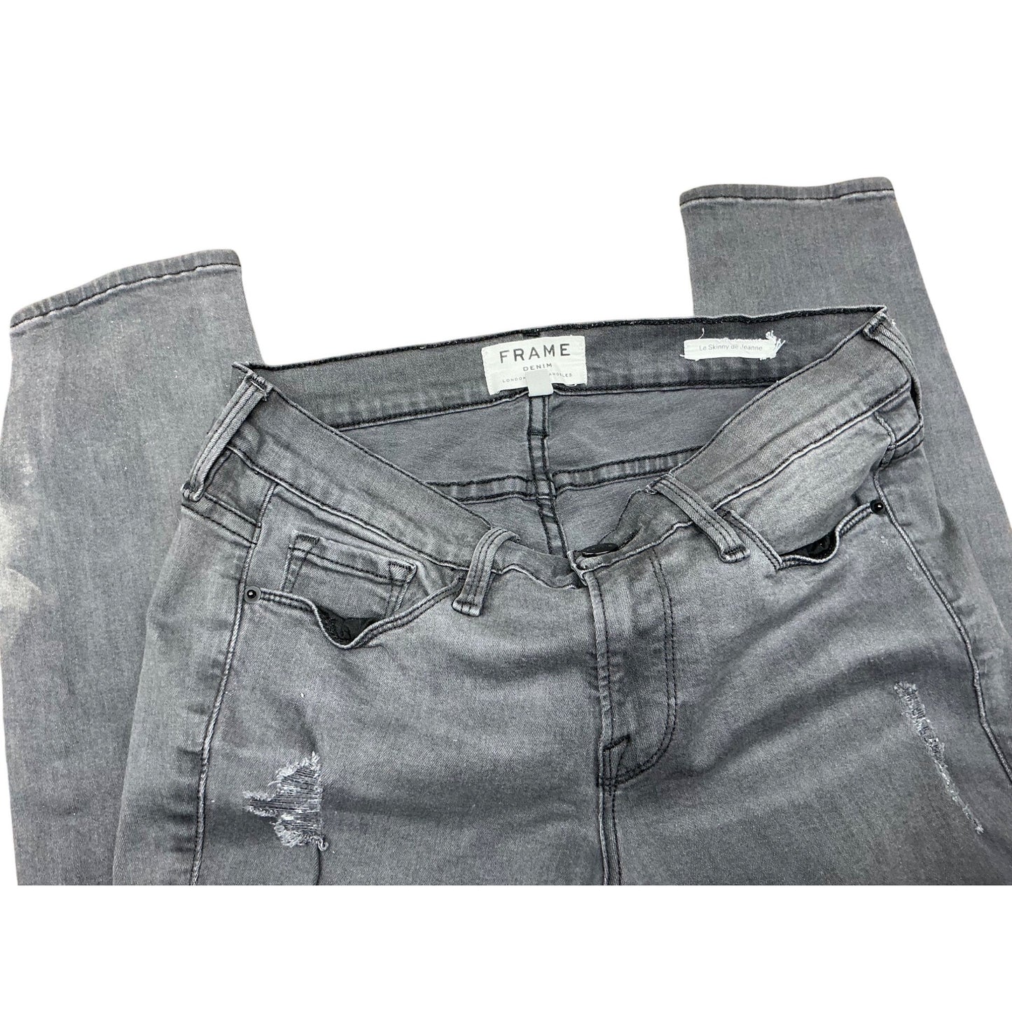 Frame Le Skinny de Jeanne Distressed Gray Skinny Jeans Size 28