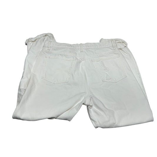 Alexander Wang white distressed skinny jeans with button fly, size 28