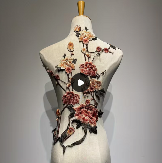 Blush dimensional branch floral applique embellishment
