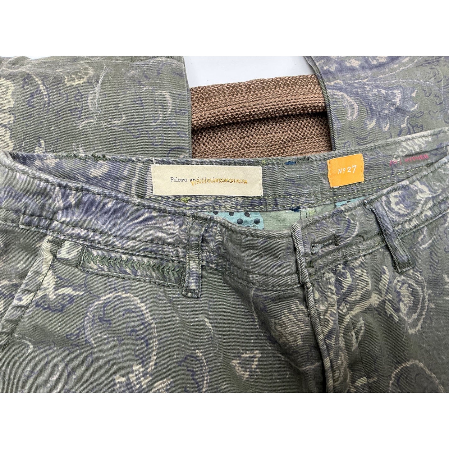 Gray Metallic Damask Print Skinny Jeans Women’s Size 27