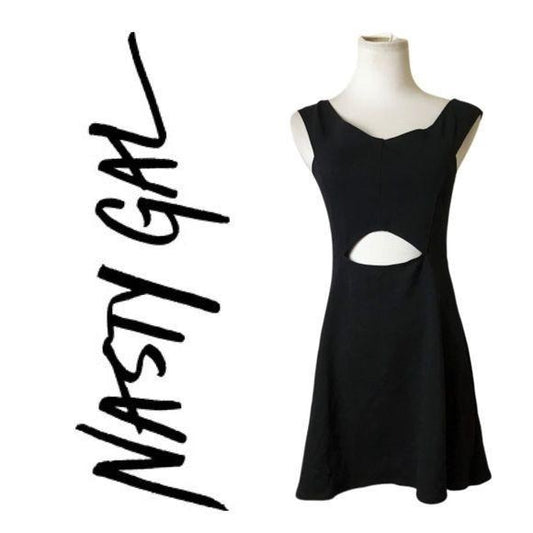 Nasty Gal Black Cutout Fit & Flare Mini Dress Sz M