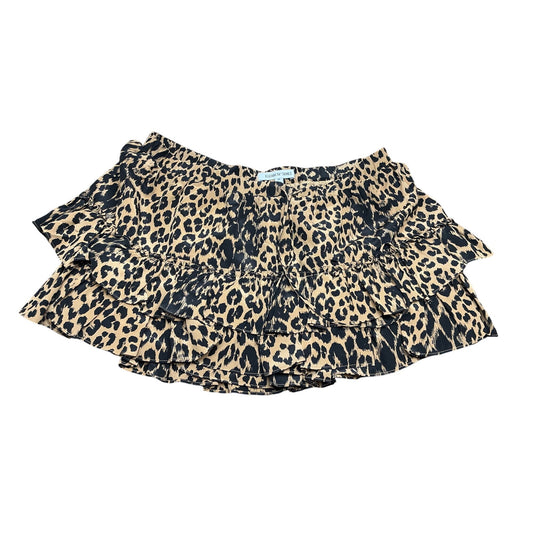 Elizabeth and James Leopard Print Ruffle Mini Skirt Silk Blend Tiered Size M