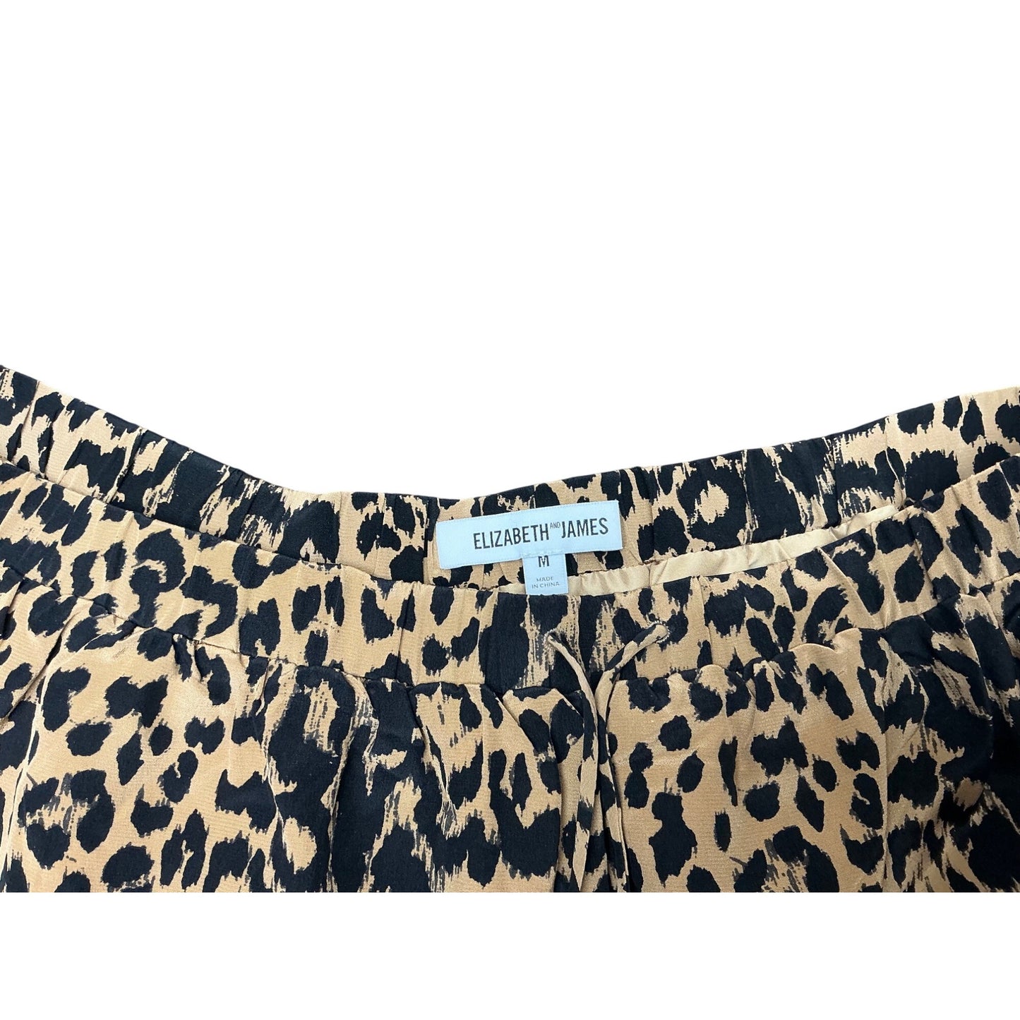 Elizabeth and James Leopard Print Ruffle Mini Skirt Silk Blend Tiered Size M