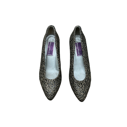 Phyllis Poland Metallic Lace Pointed Toe Flats Made in Italy  Sz 9B