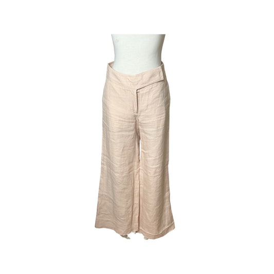 Robert Rodriguez Wide Leg Pants Luxury Linen Blend Trouser Neutral Beige Size 0