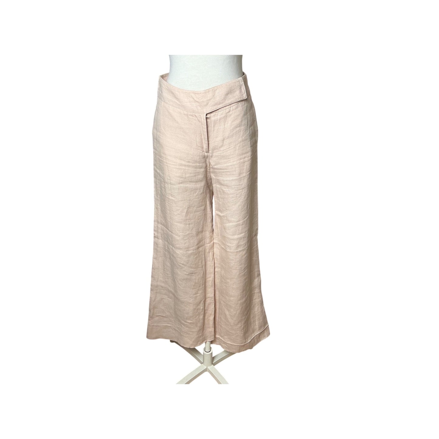 Robert Rodriguez Wide Leg Pants Luxury Linen Blend Trouser Neutral Beige Size 0